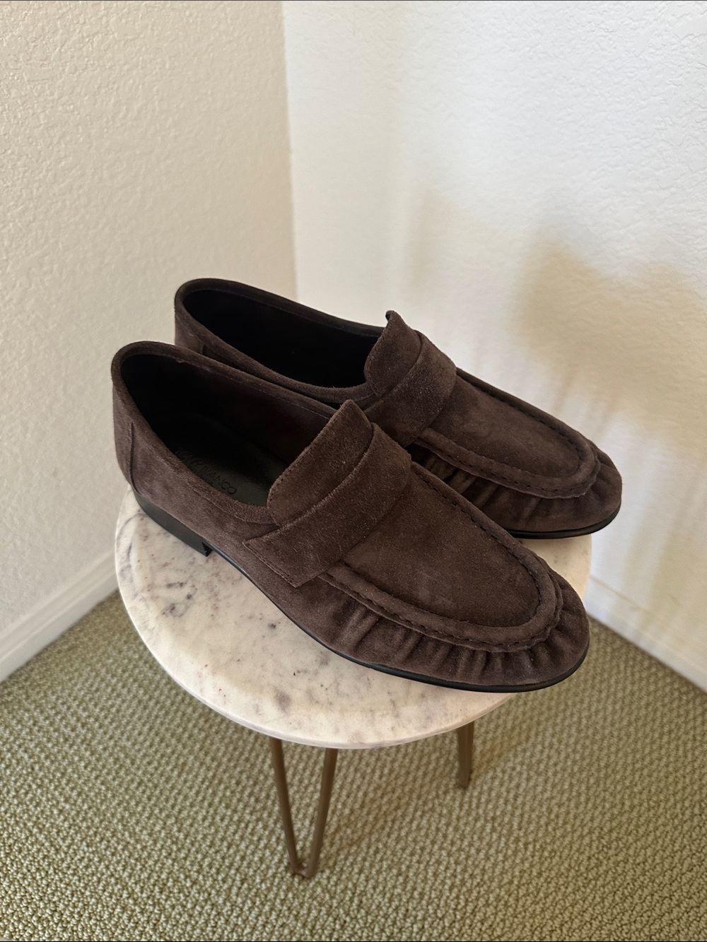 Tony Bianco Brown Suede Penny Loafers